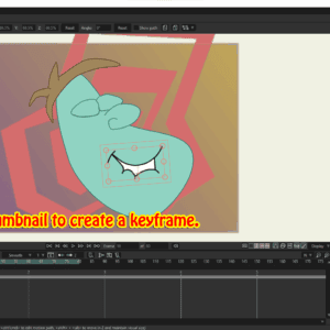 SwitchTargets panel floating vertically on the left side of Moho Pro, setting keyframes for character mouth poses with a click