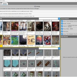 Software interface screenshot of Daz Studio Universal Product Installer v2 showing directory syncing, product grid, asset library, and metadata inspector by Matronius.